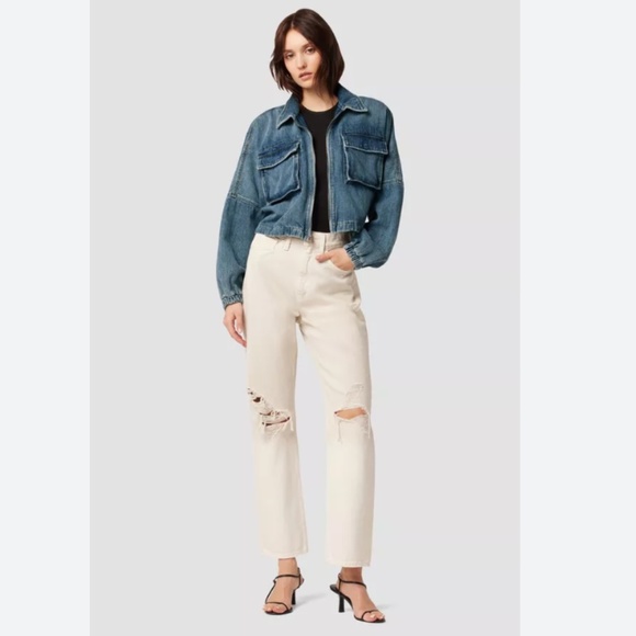 Hudson Jeans Cropped Denim Military Jacket - Picture 2 of 15